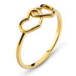 Ring yellow gold 750 double heart