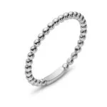 Bague or blanc 750, anneau boule, 1,65 mm