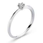 Solitaire ring 6-handle setting white gold 750 H SI 0.15ct.
