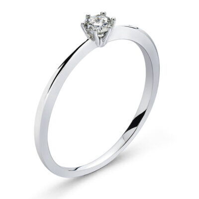 Solitaire ring 6-handle setting white gold 750 H SI 0.15ct.