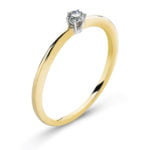 Bague solitaire 6 anses or jaune 750 H SI 0.15ct.