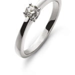 Solitaire ring 4-handle setting white gold 750 H SI 0.10ct.