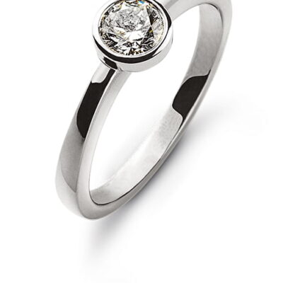 Solitärring Zargenfassung Weißgold 750 H SI 0,20ct.