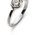 Solitaire ring bezel setting white gold 750 H SI 0.50ct.