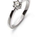 Anello solitario con montatura a 6 anse in oro bianco 750 H SI 0,25ct.