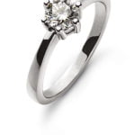 Solitaire serti 6 anses or blanc 750 H SI 0.50ct.