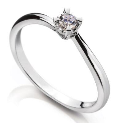 Bague solitaire or blanc 750 H SI 0.10ct.