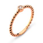 Solitaire spherical ring red gold 750, bezel setting, H SI 0.07 ct.