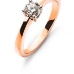 Solitaire ring 4-handle setting red gold 750 H SI 0.20ct.