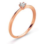 Solitaire ring 6-handle setting red gold 750 H SI 0.15ct.