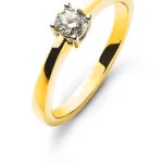 Solitaire serti 4 anses or jaune 750 H SI 0.15ct.