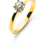 Solitaire ring 4-handle setting yellow gold 750 H SI 0.20ct.