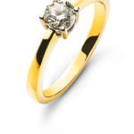 Anello solitario con montatura a 4 anse in oro giallo 750 H SI 0.33ct.