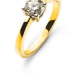 Solitaire serti 4 anses or jaune 750 H SI 0.50ct.