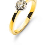 Solitaire ring bezel setting yellow gold 750 H SI 0.15ct.
