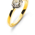 Anello solitario con castone in oro giallo 750 H SI 0,33ct.