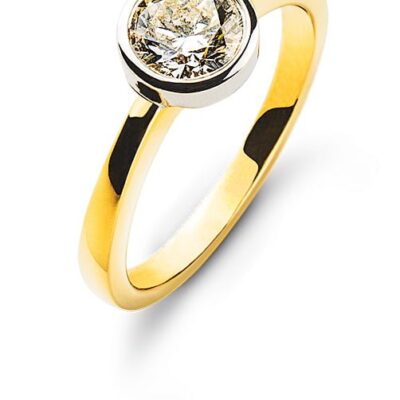 Solitaire serti clos or jaune 750 H SI 0.50ct.