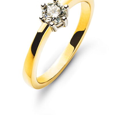 Solitärring 6-Griff-Fassung Gelbgold 750 H SI 0,25ct.