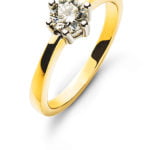 Solitaire serti 6 anses or jaune 750 H SI 0.50ct.