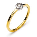 Solitaire ring bezel setting yellow gold 750 H SI 0.05ct.