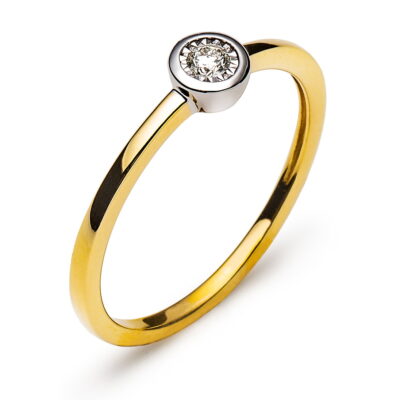 Solitärring Zargenfassung Gelbgold 750 H SI 0,05ct.