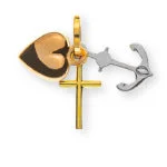 Ciondolo tricolore Faith Love Hope in oro 18k 750