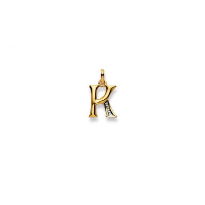 K Buchstabe Diamant Anhänger Bicolor Gold 750/18k