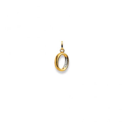 Pendentif Lettre O Diamant Bicolore Or 750/18k