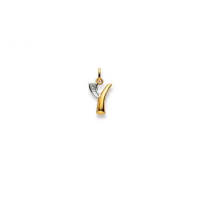 Pendentif Lettre Y Diamant Bicolore Or 750/18k