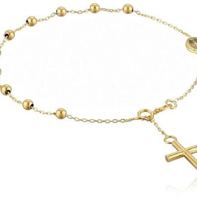Icona Sacro Cuore Vergine Maria e Bracciale Croce in oro giallo 750 18 carati