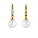 Boucles d'oreilles en perles de diamant avec or 750