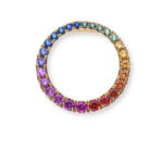 Anhänger "Regenbogen" Kreis dégradé Gelbgold 750 mit 26 runden Saphiren 1.02ct.