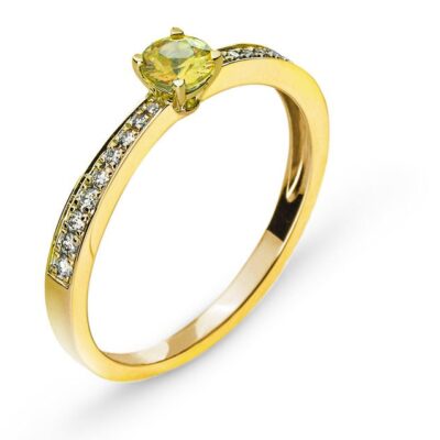 SWISS ELEGANCE - Anello con zaffiro giallo e diamante in oro giallo