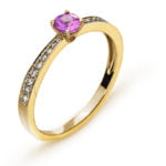 SWISS ELEGANCE- Pink Sapphire and Diamond Ring in yellow gold