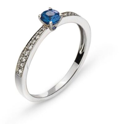 SWISS ELEGANCE- Blue Sapphire and Diamond Ring in white gold