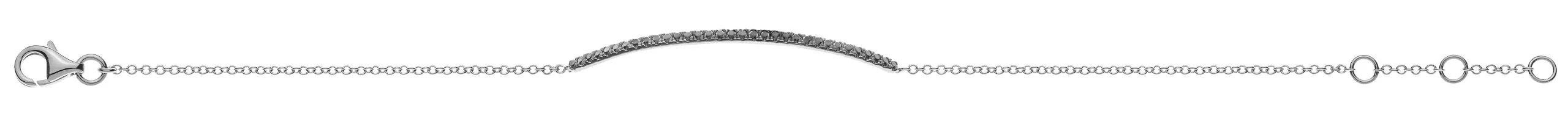 Bracelet Or Blanc 750 Ancre Ronde 19cm - 33 Diamants Noirs 0.24ct.