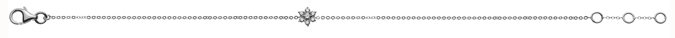 Bracelet White Gold 750 with Integrated Flower Pendant 6mm - 7 Diamonds 0.15ct. H SI 19cm