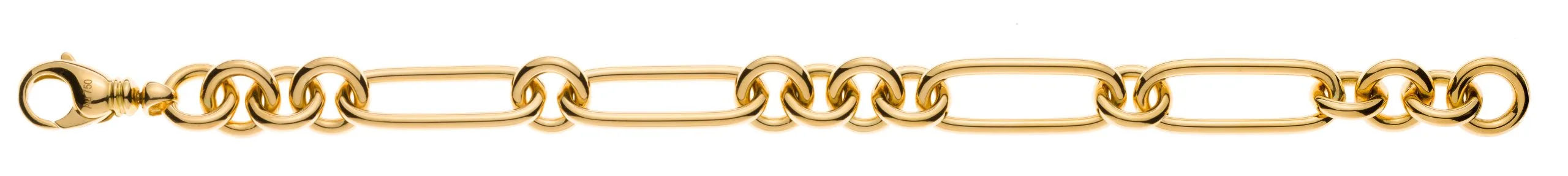 Bracelet Or Jaune 750 Poli Motif Fantaisie 20cm