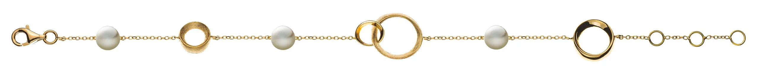 Bracelet Yellow Gold 750 with Pearls and Gold Elements 19cm