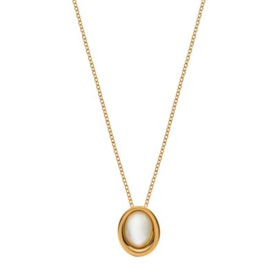 Collana Oro Giallo 750 con Elemento Madreperla Forma Ovale 45cm