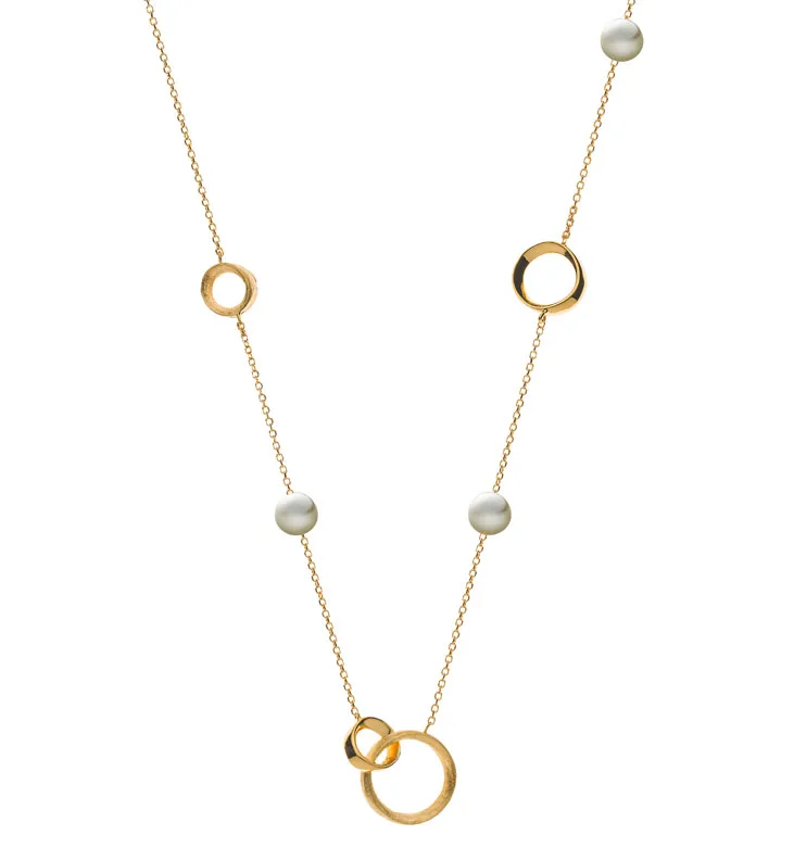 Collier en or jaune 750 avec perles et éléments en or 45 cm