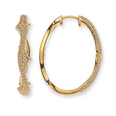 Orecchini a cerchio con cerniera in oro giallo 750 forma fantasy - 170 diamanti 0,50 ct. H SI 18x24x4mm