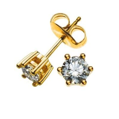 Orecchini a bottone solitario con montatura a 6 griffe Oro giallo 750 0,75 ct. - 2 diamanti H SI ciascuno da 0,38 ct.