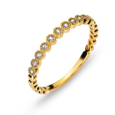 Ring Yellow Gold 750 with 11 Diamonds 0.11ct. H SI